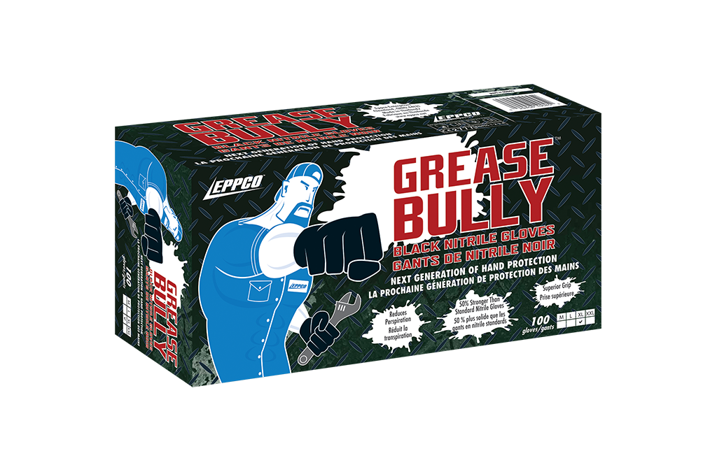 Grease Bully black nitrile gloves box