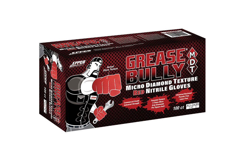 Grease Bully MDT red nitrile gloves box
