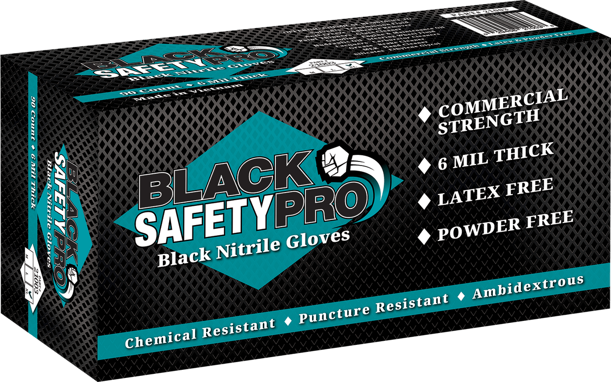 Black Safety Pro Black Nitrile Gloves
