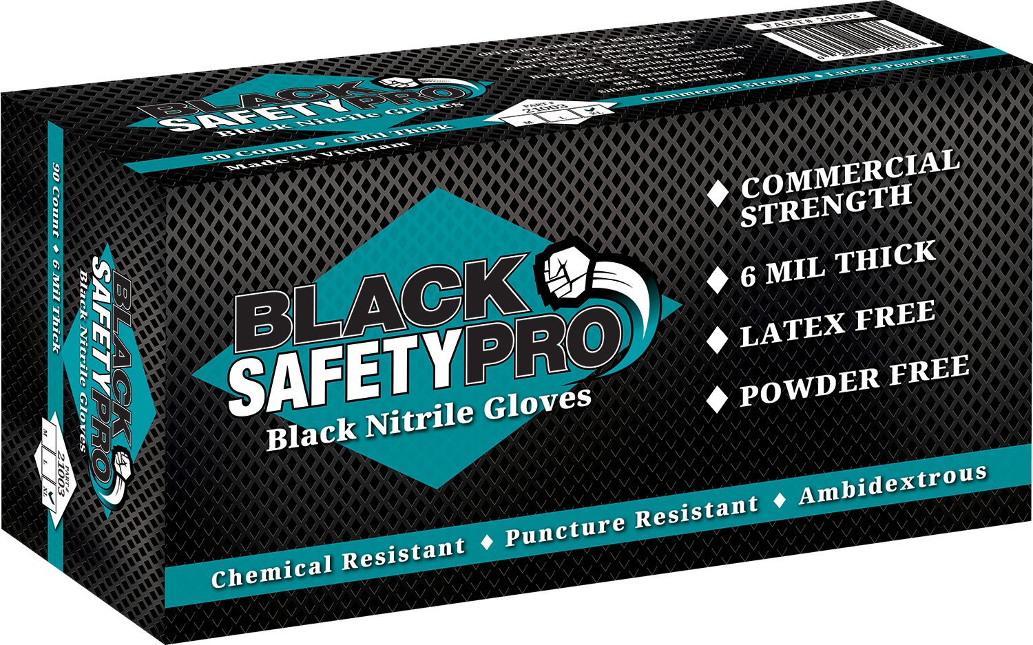 Black Safety Pro Black Nitrile Gloves