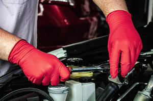 Grease Bully MDT Red Nitrile Gloves in action!