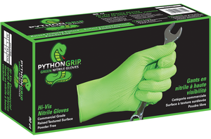 Python Grip green nitrile gloves box